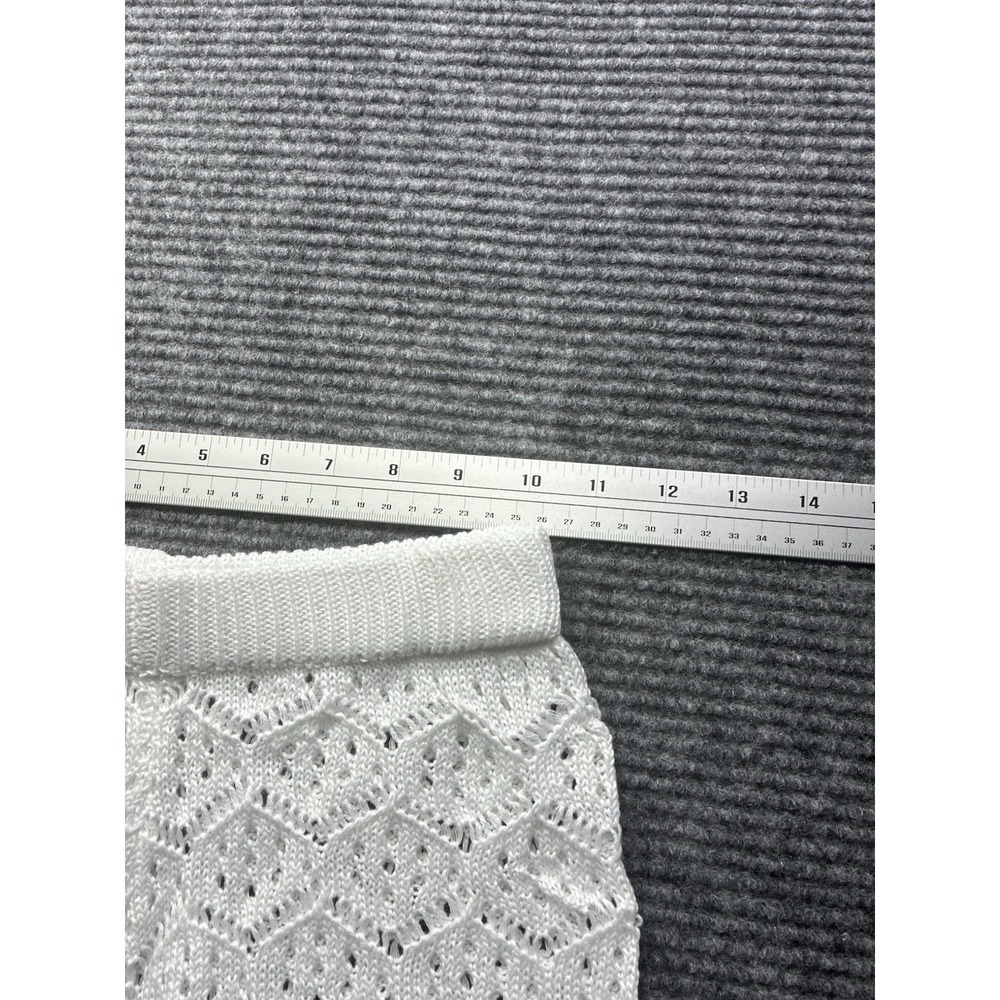 Women's Crochet 2 PC Beach Swim Coverup Set Short Sleeve & Shorts Sexy White XS - Picture 7 of 13